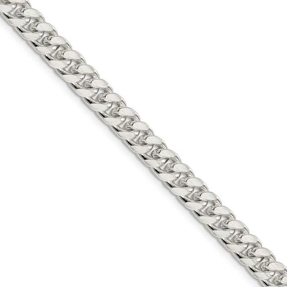 Men's 7mm Sterling Silver Solid D/C Domed Curb Chain Necklace 20 In